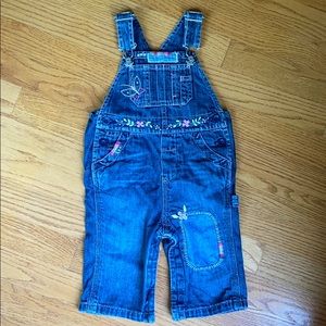 EUC - BABY GAP embroidered jean overalls